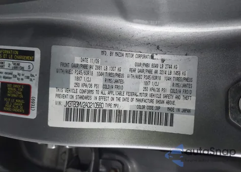 2010 Mazda Cx-9 Sport из США, поврежденный, VIN JM3TB3MV2A0210560